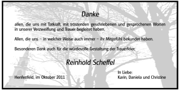 Traueranzeige von Reinhold Scheffel von Pegnitz-Zeitung
